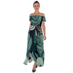 Off Shoulder Open Front Chiffon Dress 