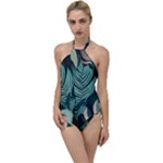 Green Nature Bohemian Painting Leaves Foliage Go with the Flow One Piece Swimsuit