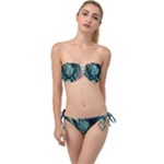 Green Nature Bohemian Painting Leaves Foliage Twist Bandeau Bikini Set