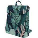 Green Nature Bohemian Painting Leaves Foliage Flap Top Backpack