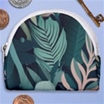 Green Nature Bohemian Painting Leaves Foliage Horseshoe Style Canvas Pouch