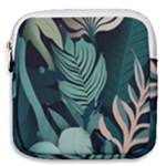 Green Nature Bohemian Painting Leaves Foliage Mini Square Pouch