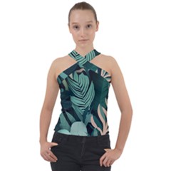 Cross Neck Velour Top 