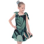 Green Nature Bohemian Painting Leaves Foliage Kids  Tie Up Tunic Dress