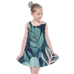 Green Nature Bohemian Painting Leaves Foliage Kids  Summer Dress