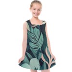 Green Nature Bohemian Painting Leaves Foliage Kids  Cross Back Dress