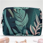 Green Nature Bohemian Painting Leaves Foliage Make Up Pouch (Medium)