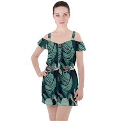 Ruffle Cut Out Chiffon Playsuit 