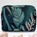 Green Nature Bohemian Painting Leaves Foliage Make Up Pouch (Large)