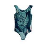 Green Nature Bohemian Painting Leaves Foliage Kids  Frill Swimsuit