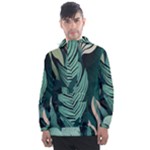 Green Nature Bohemian Painting Leaves Foliage Men s Front Pocket Pullover Windbreaker