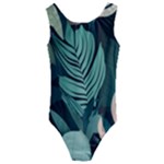 Green Nature Bohemian Painting Leaves Foliage Kids  Cut-Out Back One Piece Swimsuit