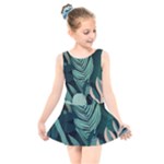 Green Nature Bohemian Painting Leaves Foliage Kids  Skater Dress Swimsuit