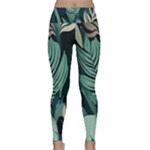 Green Nature Bohemian Painting Leaves Foliage Lightweight Velour Classic Yoga Leggings