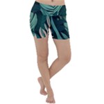 Green Nature Bohemian Painting Leaves Foliage Lightweight Velour Yoga Shorts