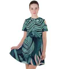Short Sleeve Shoulder Cut Out Dress  