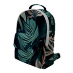 Green Nature Bohemian Painting Leaves Foliage Flap Pocket Backpack (Large)