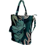 Green Nature Bohemian Painting Leaves Foliage Shoulder Tote Bag