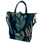 Green Nature Bohemian Painting Leaves Foliage Buckle Top Tote Bag