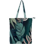 Green Nature Bohemian Painting Leaves Foliage Double Zip Up Tote Bag