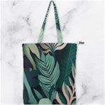 Green Nature Bohemian Painting Leaves Foliage Double Zip Up Tote Bag