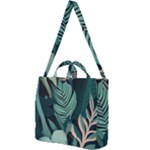 Green Nature Bohemian Painting Leaves Foliage Square Shoulder Tote Bag