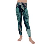 Green Nature Bohemian Painting Leaves Foliage Kids  Lightweight Velour Leggings