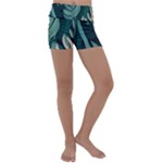 Green Nature Bohemian Painting Leaves Foliage Kids  Lightweight Velour Yoga Shorts