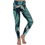 Green Nature Bohemian Painting Leaves Foliage Kids  Lightweight Velour Classic Yoga Leggings