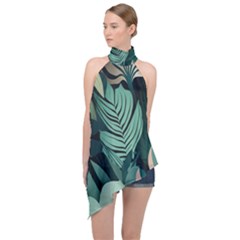 Halter Asymmetric Satin Top 