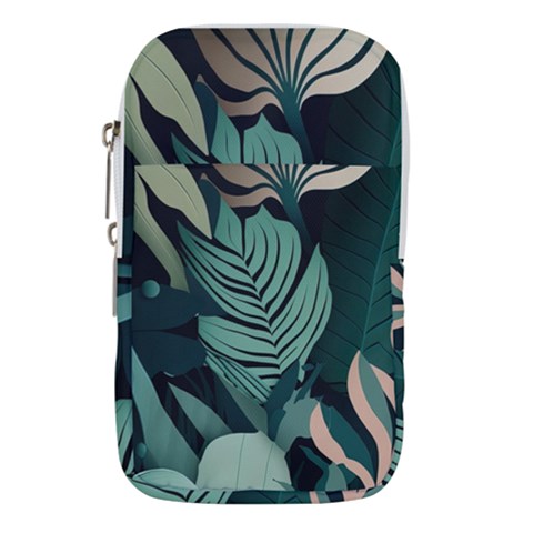 Green Nature Bohemian Painting Leaves Foliage Waist Pouch (Large) from ArtsNow.com