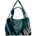 Green Nature Bohemian Painting Leaves Foliage Double Compartment Shoulder Bag