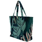 Green Nature Bohemian Painting Leaves Foliage Zip Up Canvas Bag