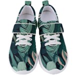 Green Nature Bohemian Painting Leaves Foliage Women s Velcro Strap Shoes