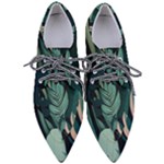 Green Nature Bohemian Painting Leaves Foliage Pointed Oxford Shoes