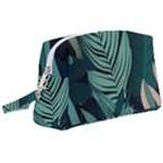 Green Nature Bohemian Painting Leaves Foliage Wristlet Pouch Bag (Large)