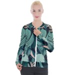 Green Nature Bohemian Painting Leaves Foliage Casual Zip Up Jacket