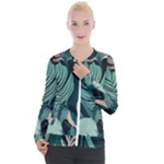 Green Nature Bohemian Painting Leaves Foliage Casual Zip Up Jacket