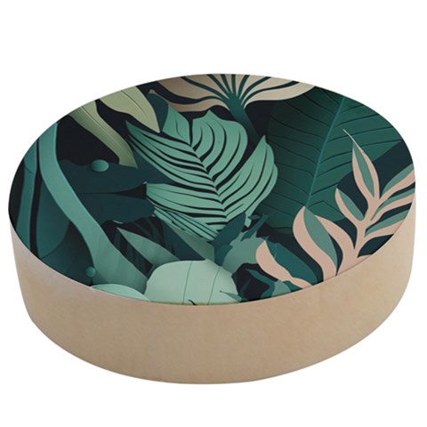 Green Nature Bohemian Painting Leaves Foliage Wooden Bottle Opener (Round) from ArtsNow.com