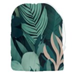 Green Nature Bohemian Painting Leaves Foliage Drawstring Pouch (3XL)