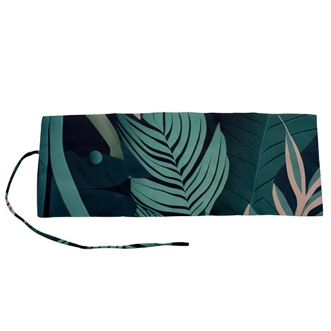 Green Nature Bohemian Painting Leaves Foliage Roll Up Canvas Pencil Holder (S) from ArtsNow.com