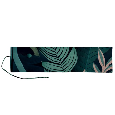 Green Nature Bohemian Painting Leaves Foliage Roll Up Canvas Pencil Holder (L) from ArtsNow.com