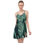 Green Nature Bohemian Painting Leaves Foliage Summer Time Chiffon Dress