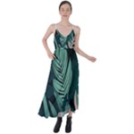 Green Nature Bohemian Painting Leaves Foliage Tie Back Maxi Dress