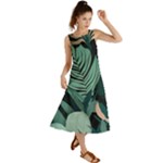 Green Nature Bohemian Painting Leaves Foliage Summer Maxi Dress