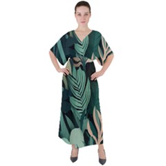 V-Neck Boho Style Maxi Dress 
