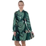 Green Nature Bohemian Painting Leaves Foliage All Frills Chiffon Dress