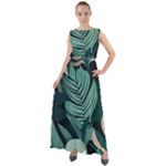 Green Nature Bohemian Painting Leaves Foliage Chiffon Mesh Boho Maxi Dress