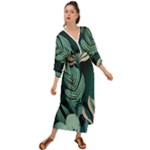 Green Nature Bohemian Painting Leaves Foliage Grecian Style  Maxi Dress