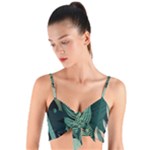 Green Nature Bohemian Painting Leaves Foliage Woven Tie Front Bralet